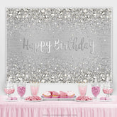 Lofaris Light Grey Simple Happy Birthday Backdrop For Party